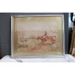 Watercolour - Huntsman with hounds, signed H. Hammond