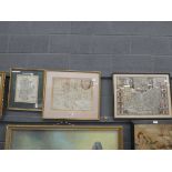 3 framed and glazed Bedfordshire and Suffolk maps