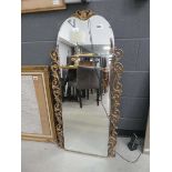 Dome topped bevelled mirror with ornate gilt frame