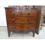 Victorian bow fronted chest of 2 over 2 drawers