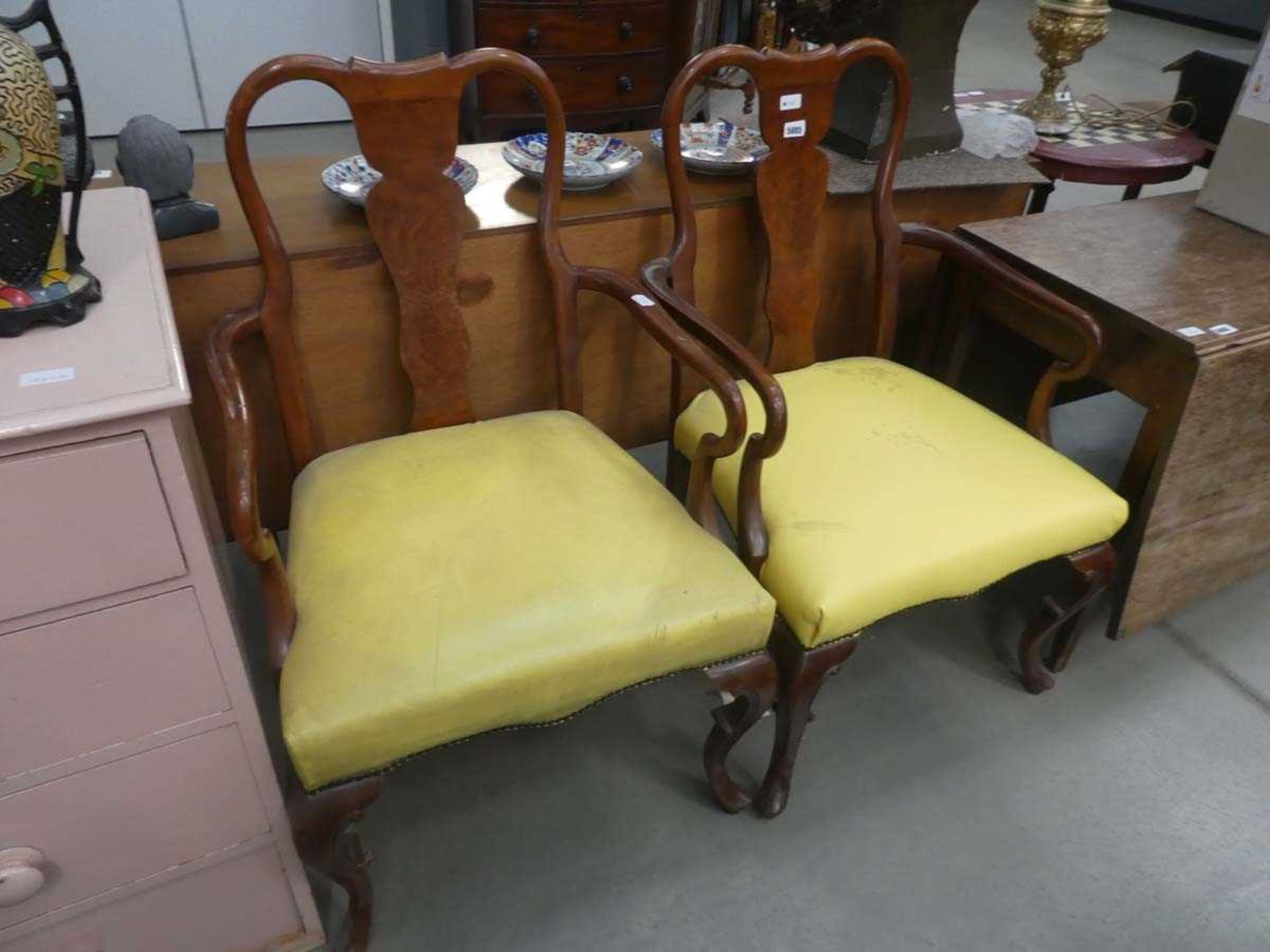 Pair of Queen Anne style armchairs