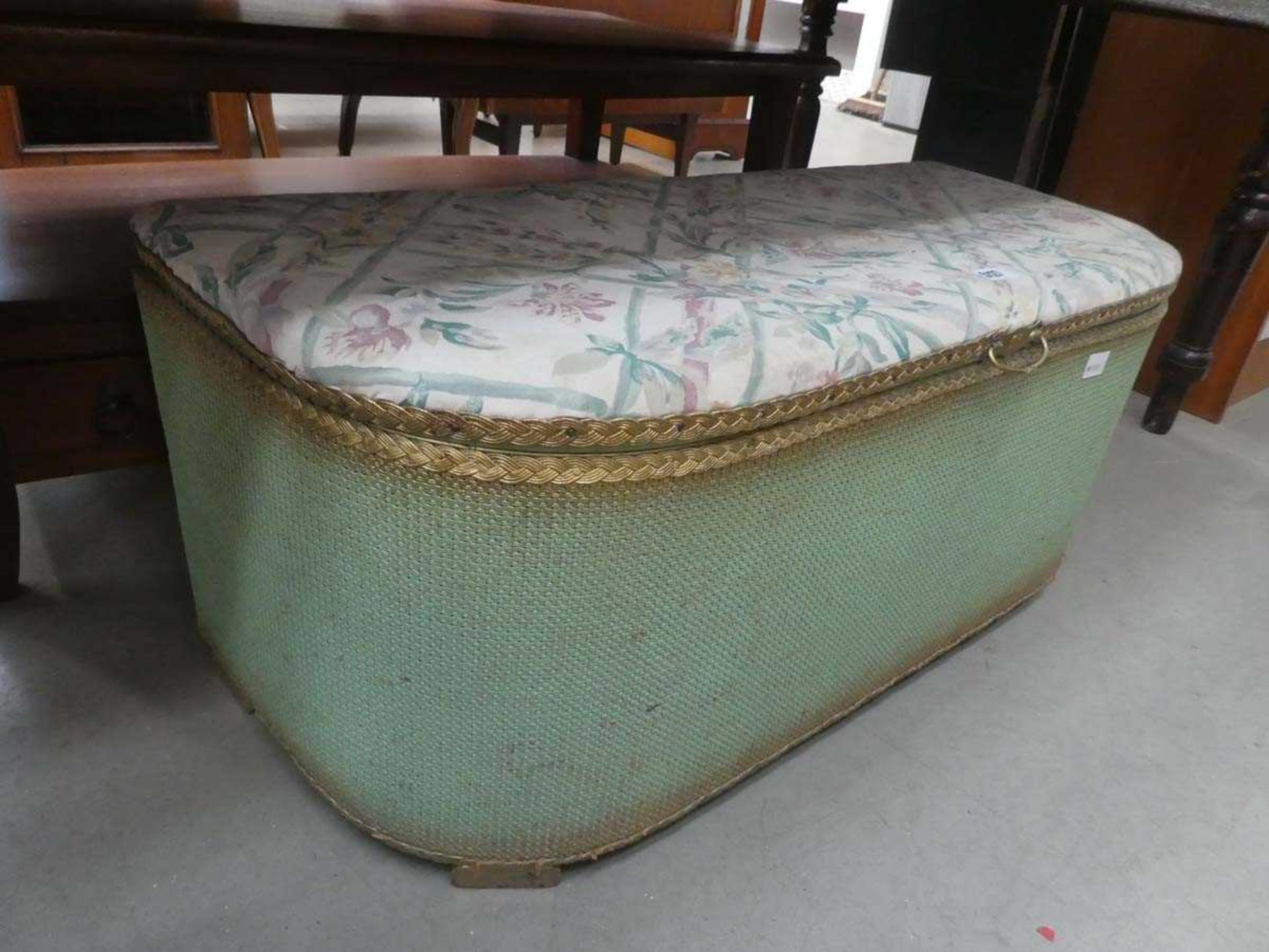 Green painted lloyd loom style ottoman