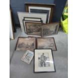 Quantity of engravings inc. townscapes, wildfowl and hunter, still life with fruit, plus Morland