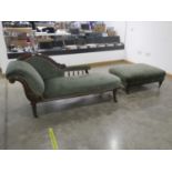 Late Victorian chaise longue with matching footstool