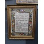 Framed and glazed Victorian print, religious text The Beatitudes