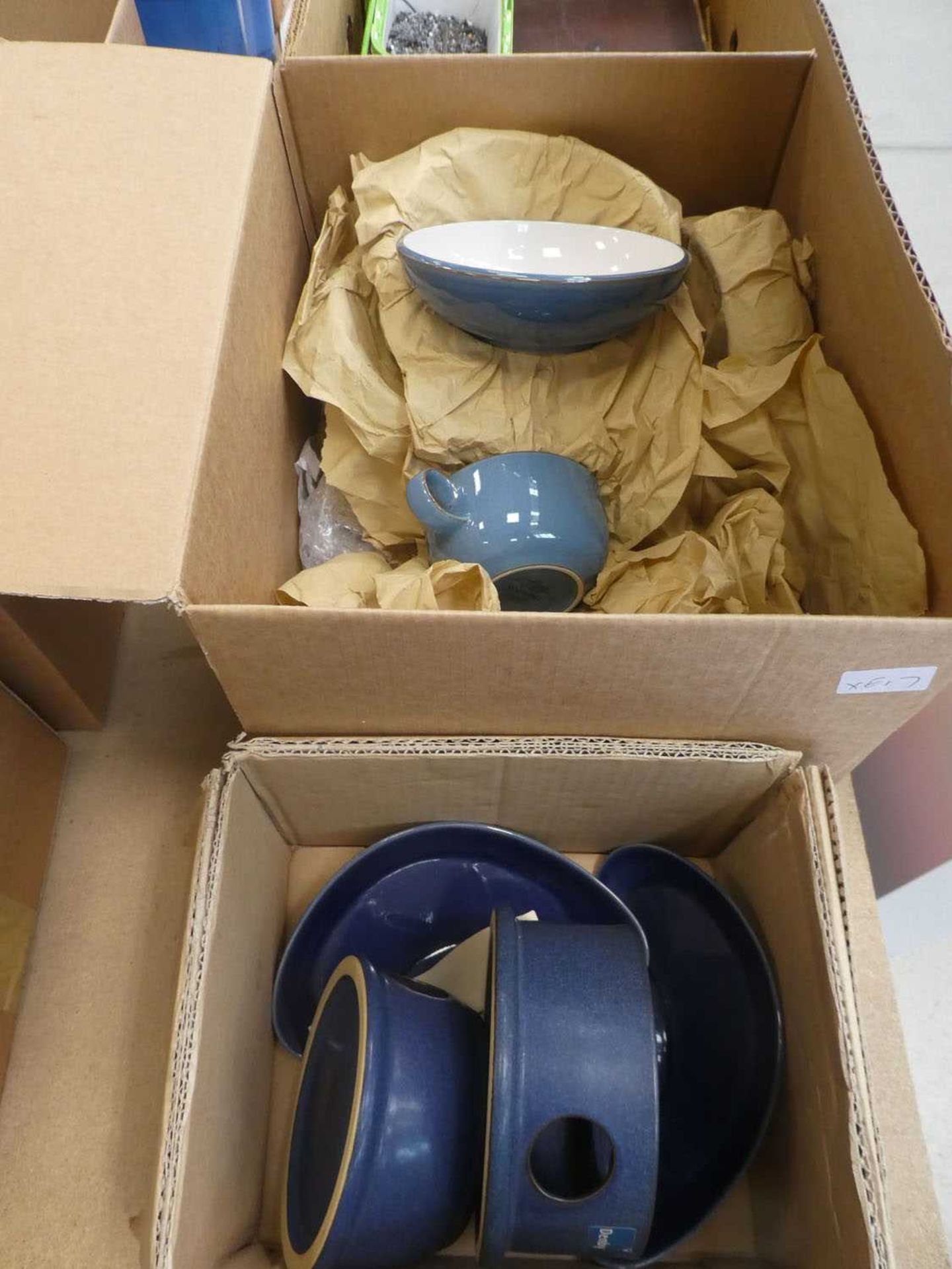 2 boxes containing M&S and Denby crockery