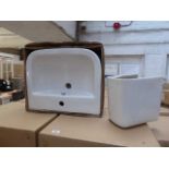+VAT 28x PAC hand basins with single tap hole, 560mm, with matching half pedestals