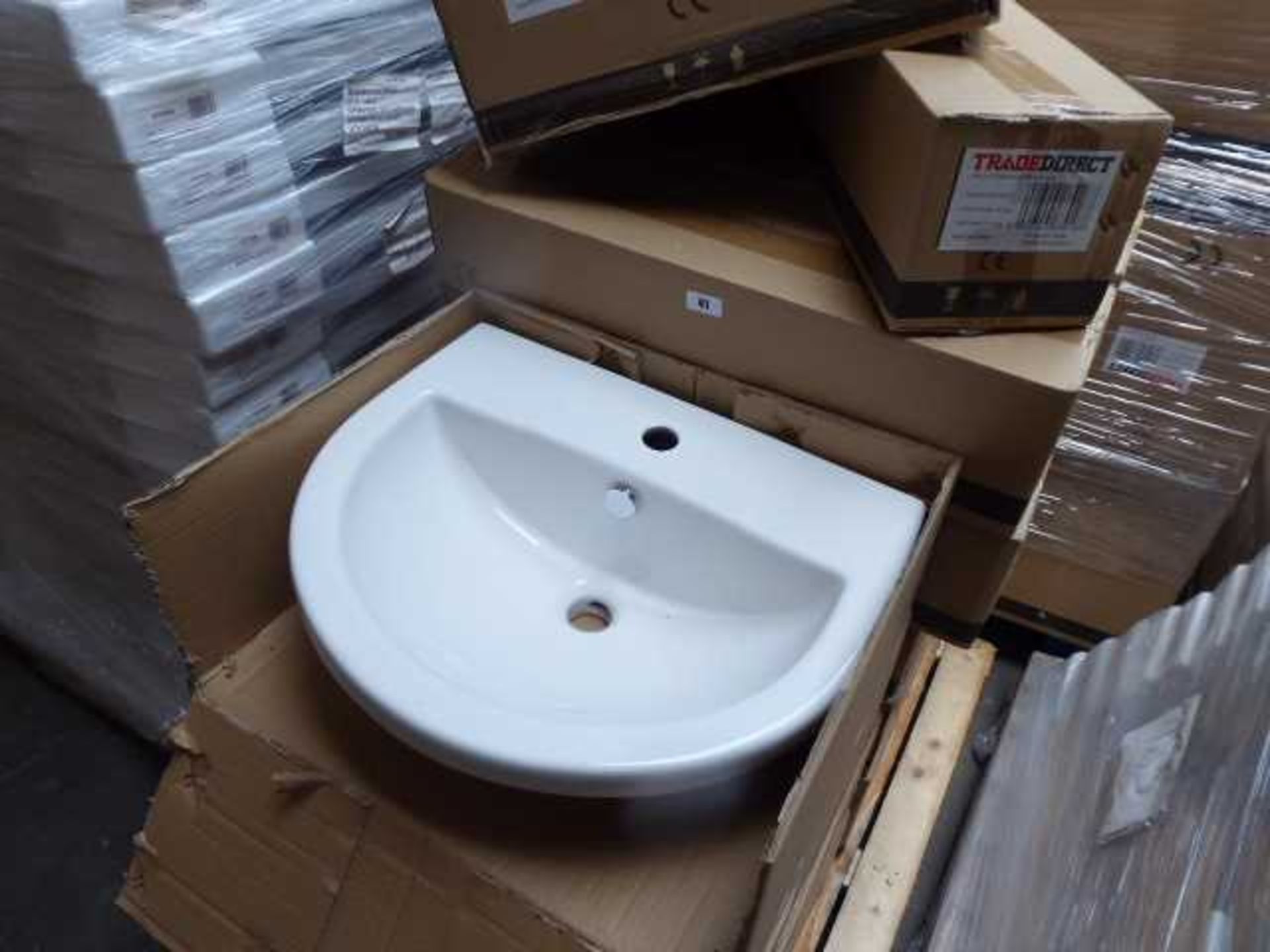 +VAT 6x BAL hand basins, 560mm with matching full height pedestals - Image 2 of 2