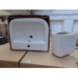 +VAT 30x PAC hand basins with single tap hole, 560mm, with matching half pedestals