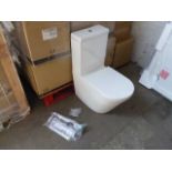 +VAT 8x Med toilet bowls with closed backs, matching close coupled cisterns and flush fittings, slim