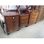 Two bow fronted chest plus a reproduction mahogany serpentine chest of four drawers