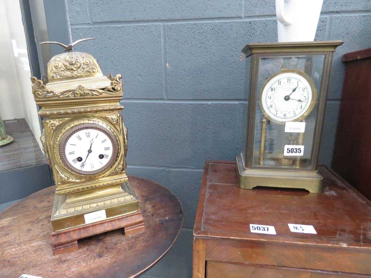 Two brass mantle clocks