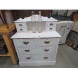 Painted pine chest with gallery over