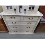 Cream painted chest of two over three drawers