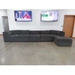 +VAT Grey fabric 6 piece modular corner suite to include a footstool