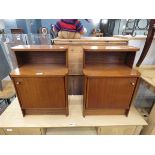 Pair of beech single door bedside cabinets with gallery over