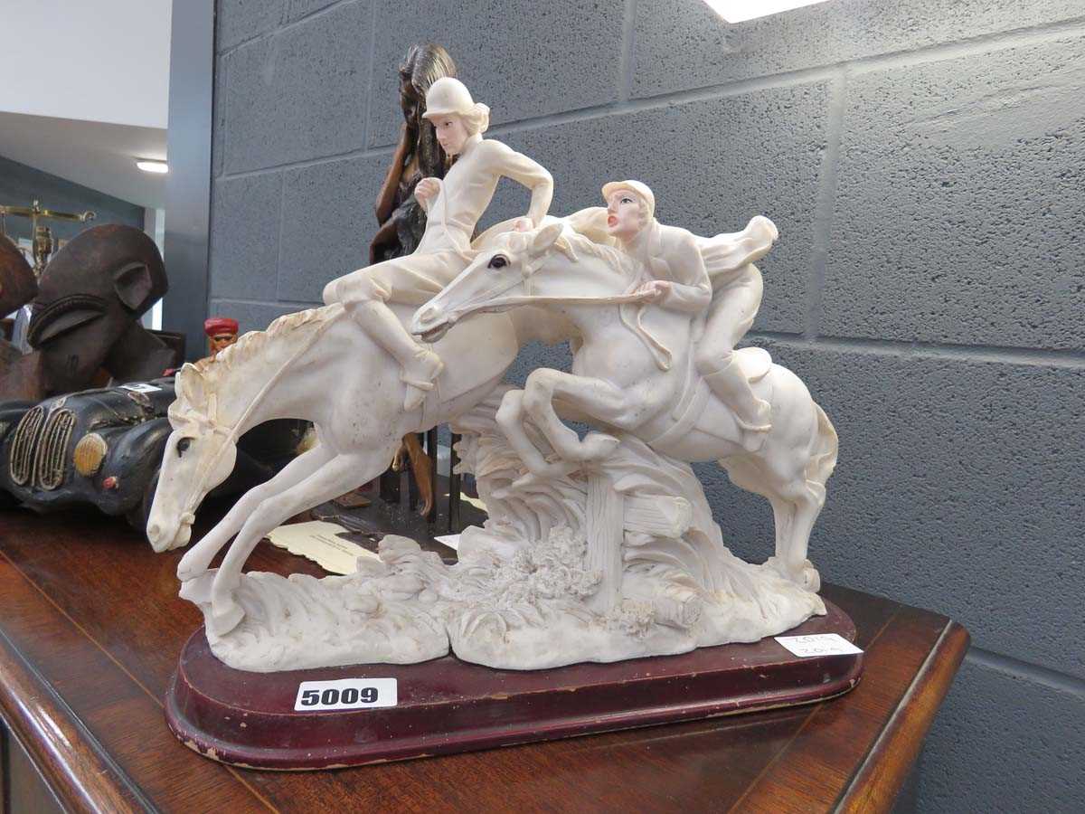 Resin figure of horse riders and horses