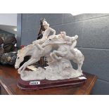 Resin figure of horse riders and horses