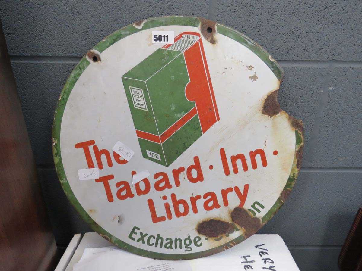 Enamelled sign 'The Tabard Inn library'