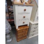 Cream painted three drawer bedside cabinet plus a pine cabinet