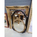 2 mirrors in gilt frames plus a dome topped mirror