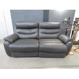 Grey leather effect 2 seater reclining sofa