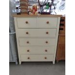 Cream painted pine chest of 2 over 4 drawers