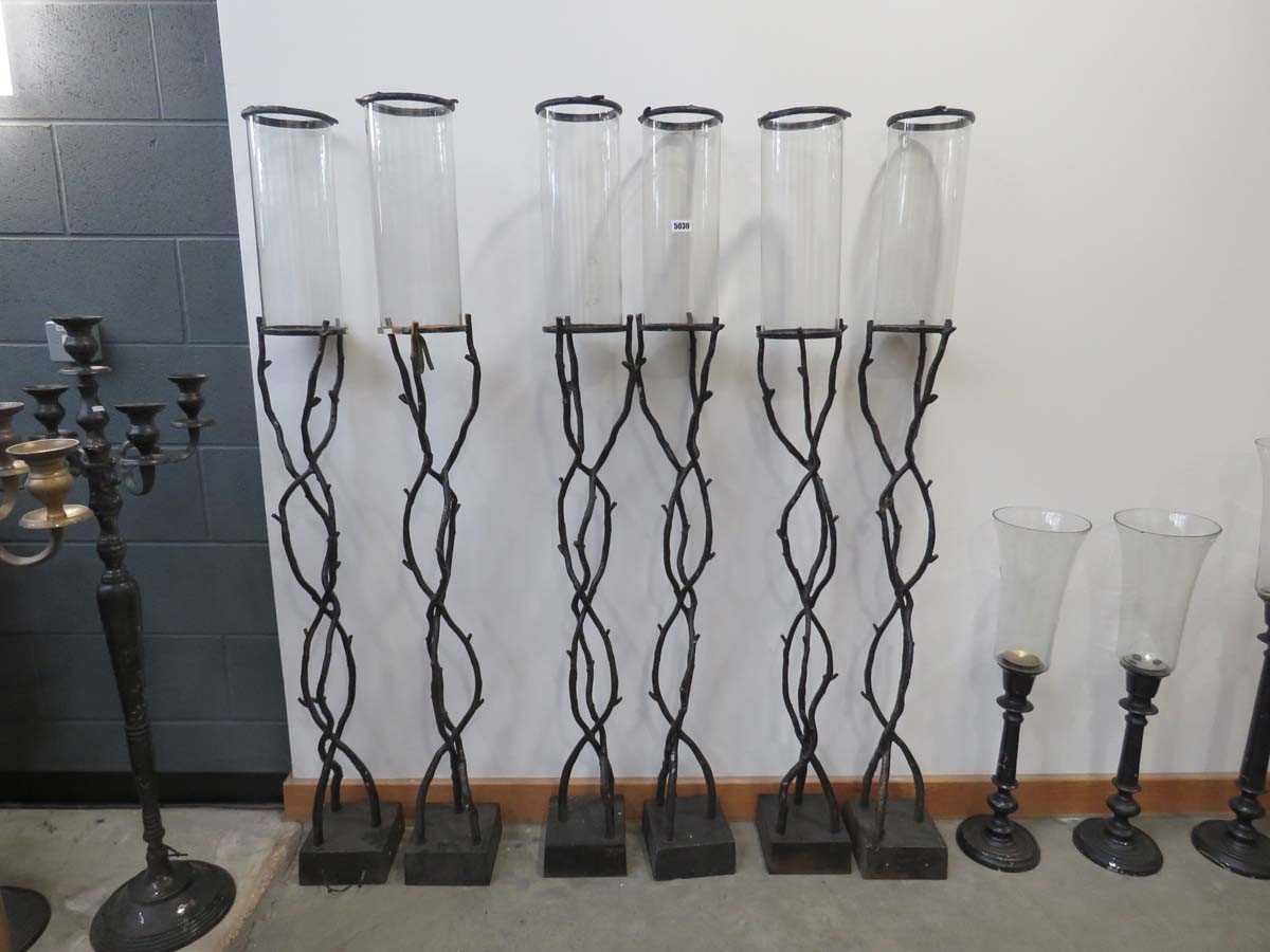 6 metal tree branch shaped candle sticks