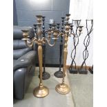 2 pairs of large 5 branch candle sticks