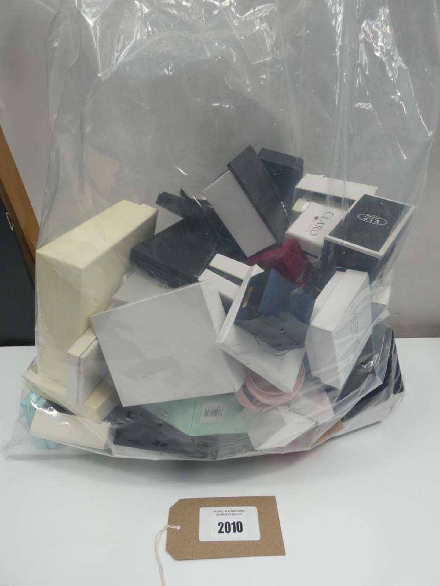 +VAT Bag containing quantity of empty jewellery boxes