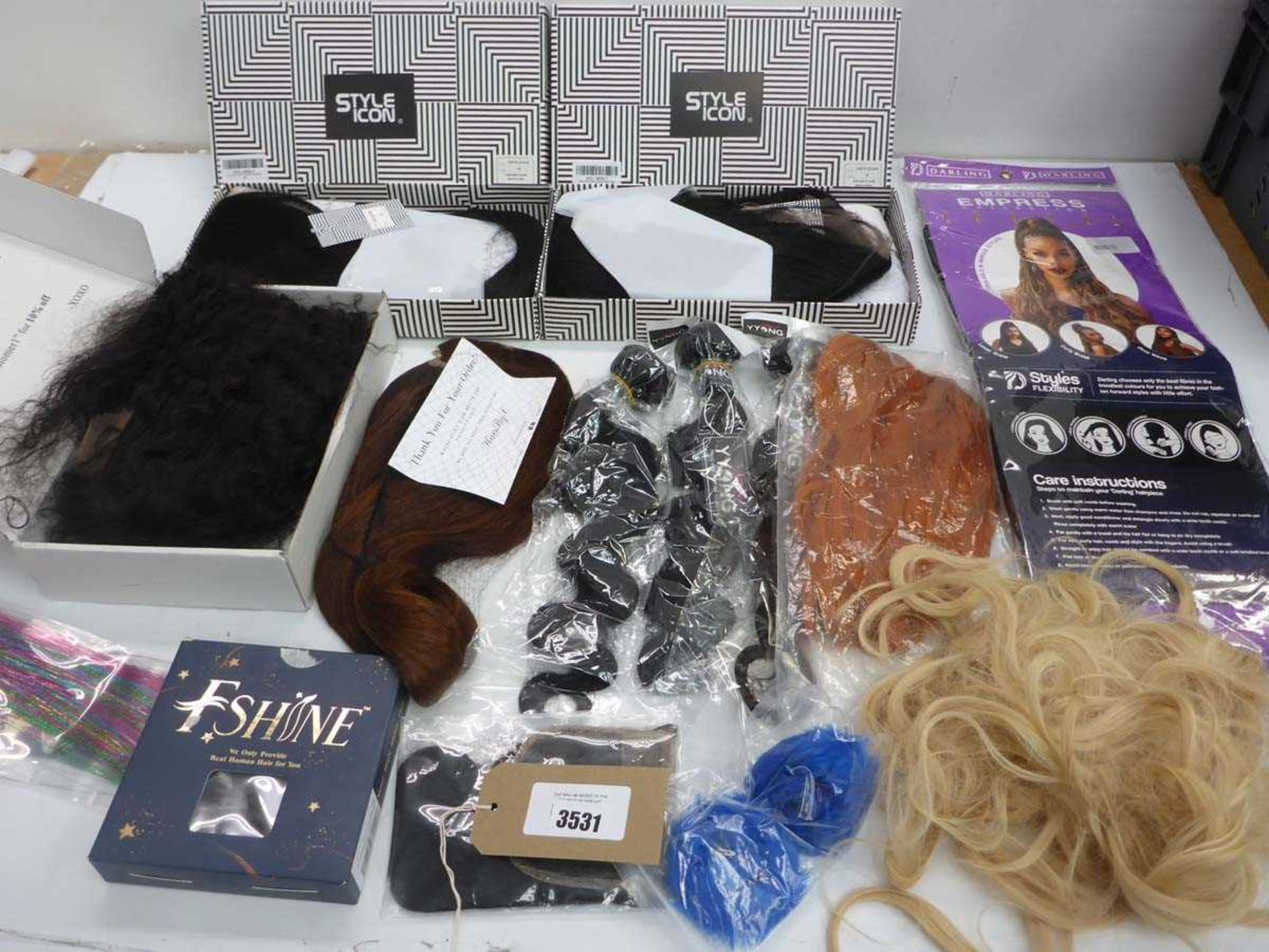 +VAT Selection of synthetic & human hair wigs & hair pieces
