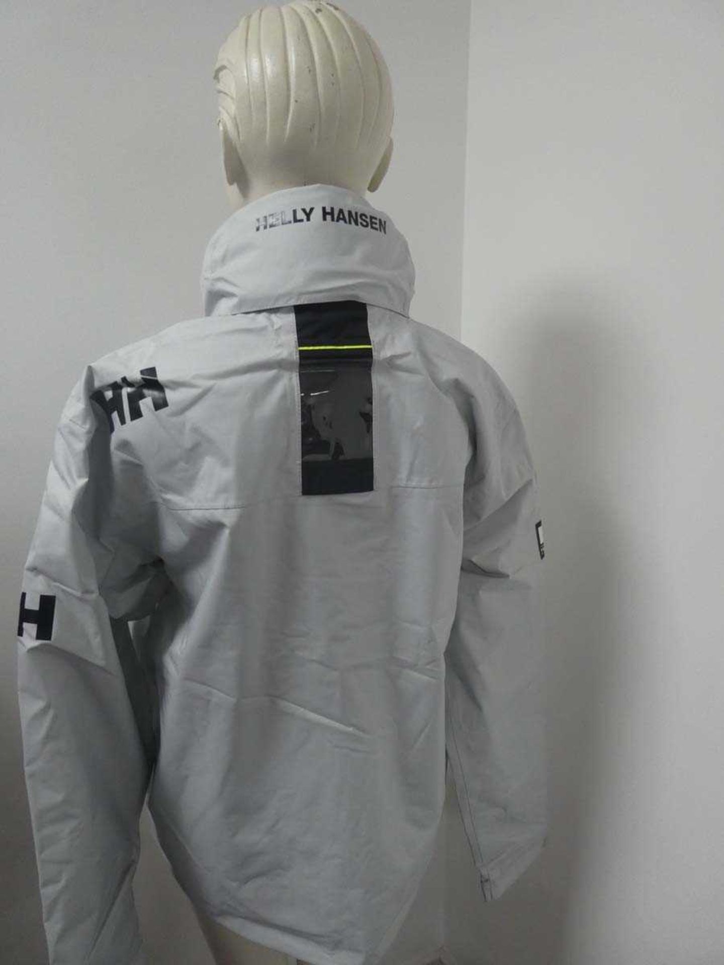 +VAT Helly Hansen crew hooded midlayer jacket in grey fog, size large (hanging) - Image 2 of 2