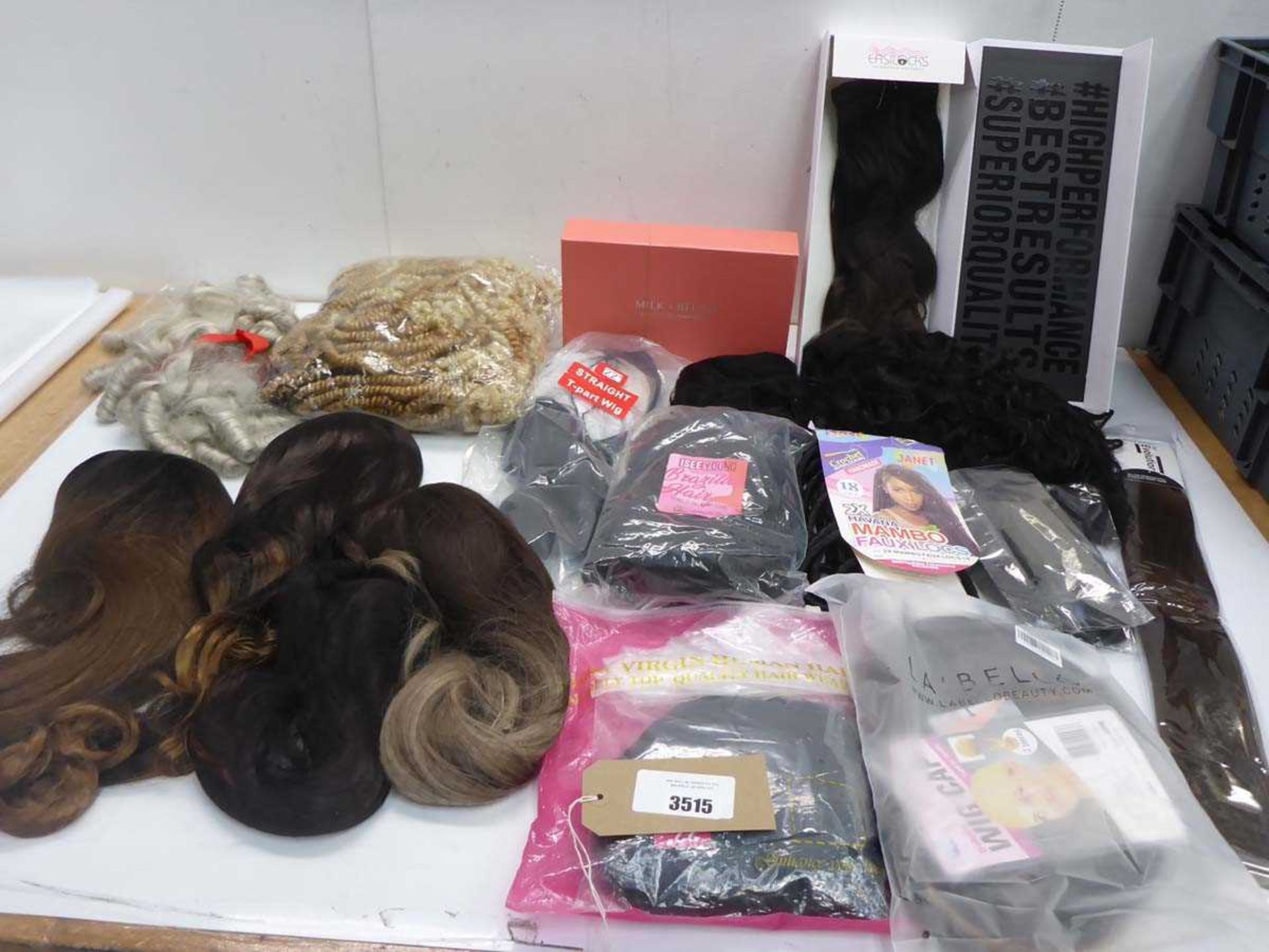 +VAT Selection of human & man-made wigs including Milk + Blush, Easilocks etc
