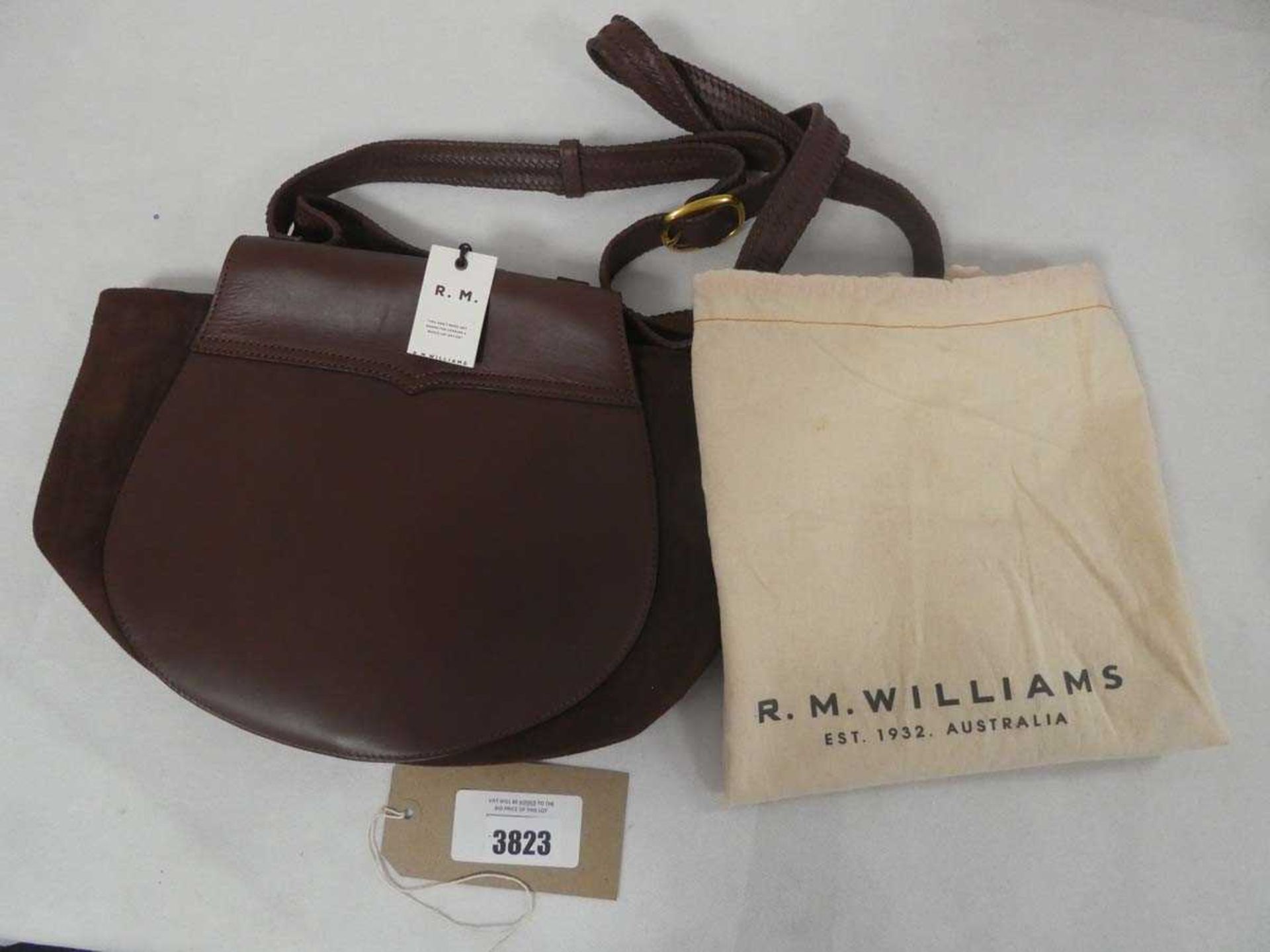 +VAT R. M. Williams Australia saddle bag in brown with dust bag