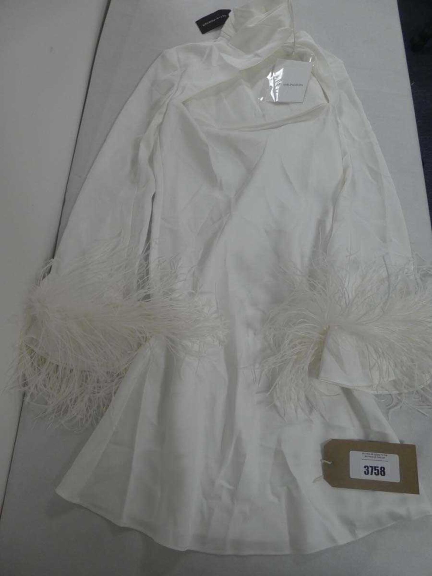 +VAT 16 Arlington odessa twist neck mini dress in ivory size 8 (hanging)