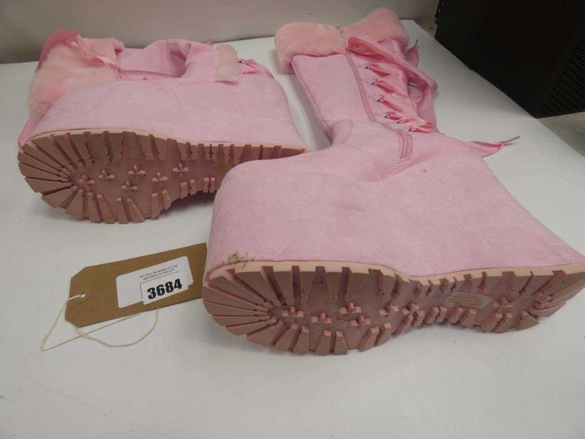 +VAT 1 x pair of pink platform boots (slight signs of wear) - Image 2 of 2
