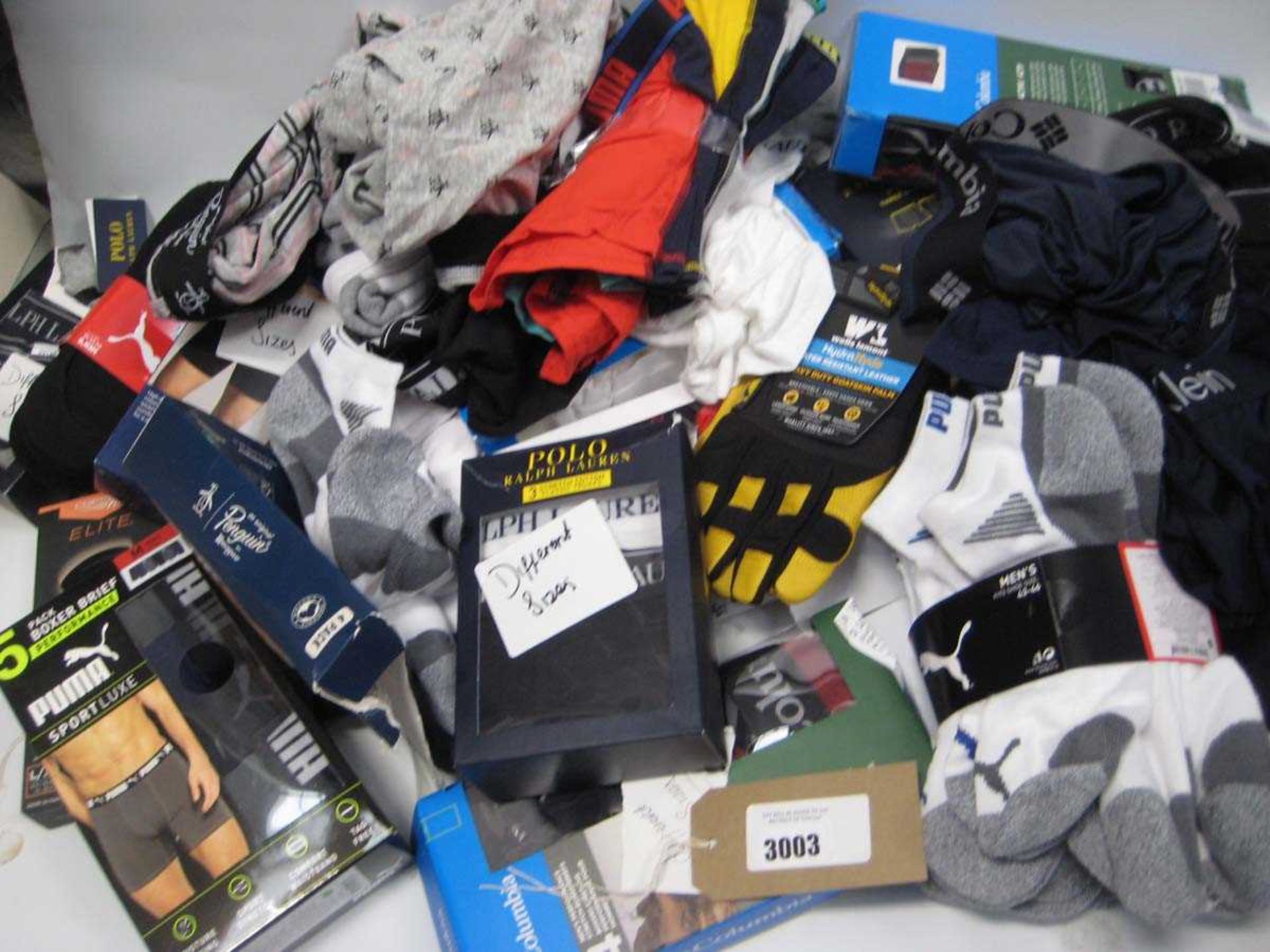 +VAT A bag containing Men's Underwear, Socks and Gloves in various sizes, including Ralph Lauren,