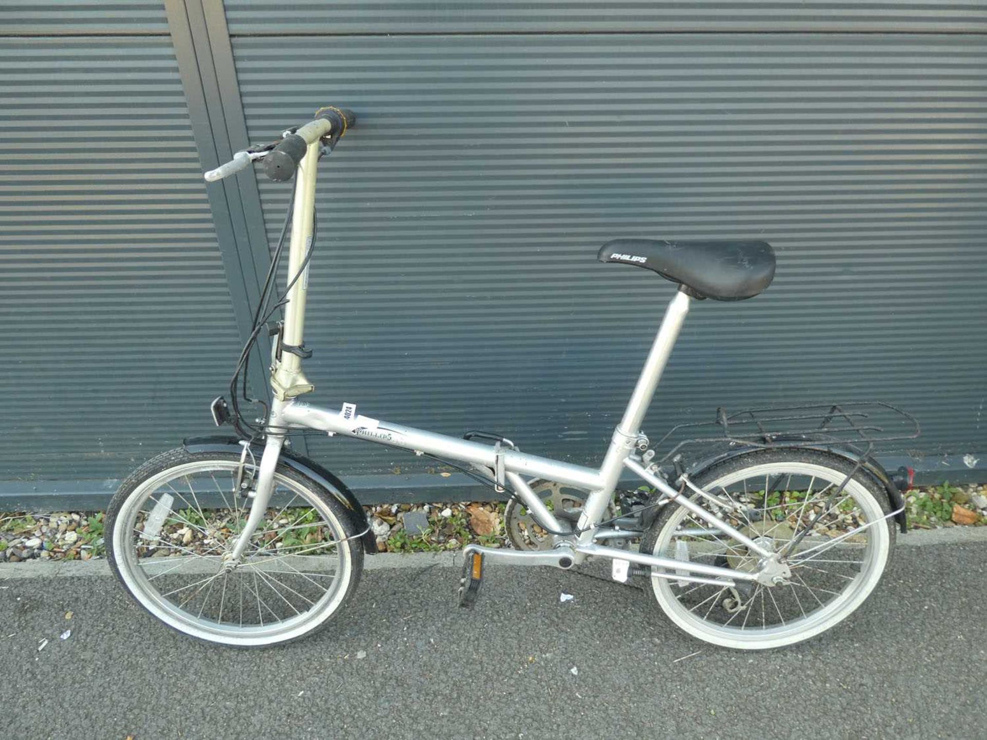 Silver foldup bike