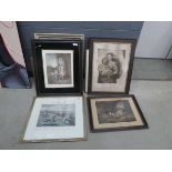Quantity of engravings and prints to include 'The cries of London', Madonna and child, hunting and