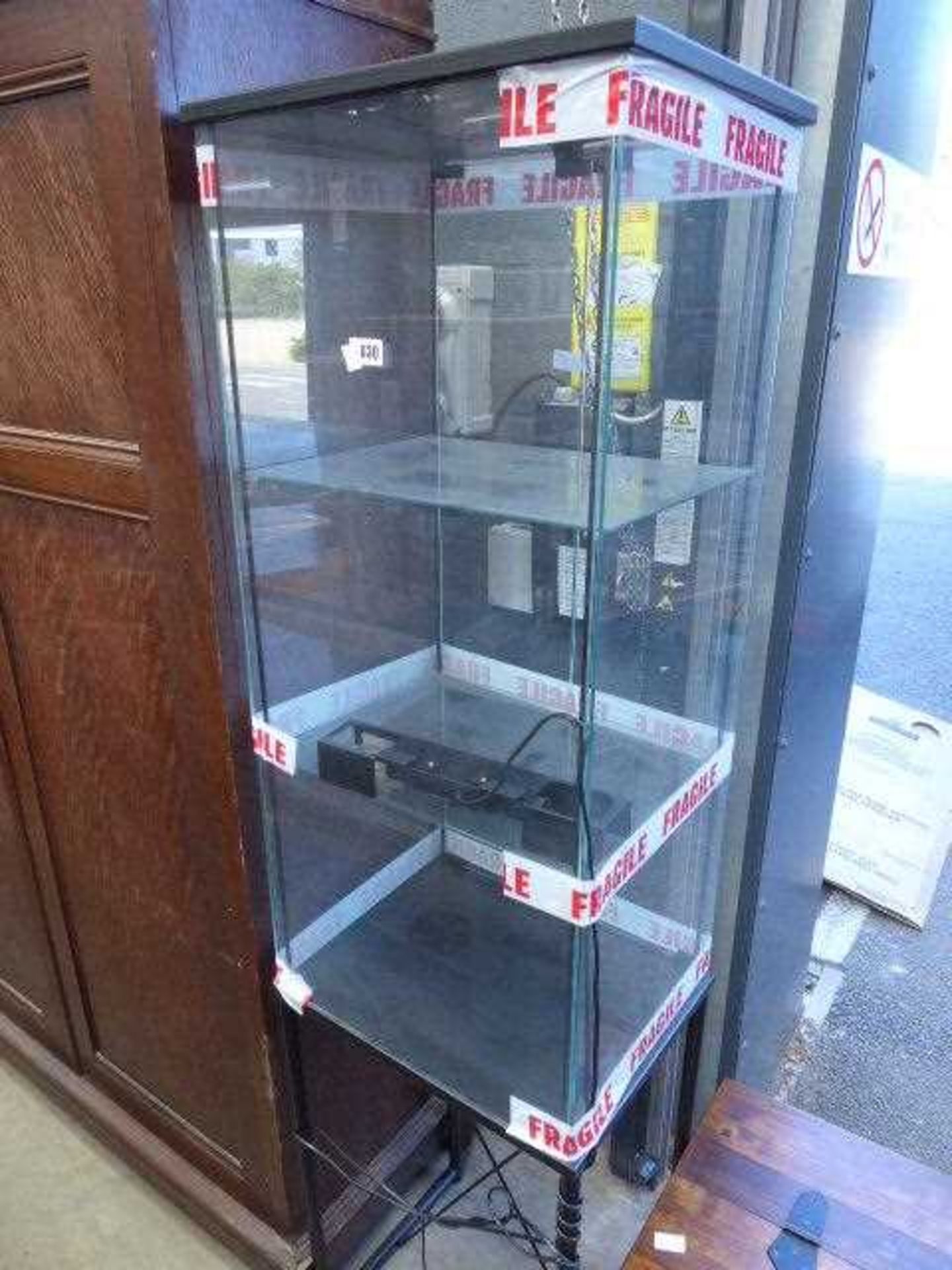 +VAT Glazed display cabinet on metal base