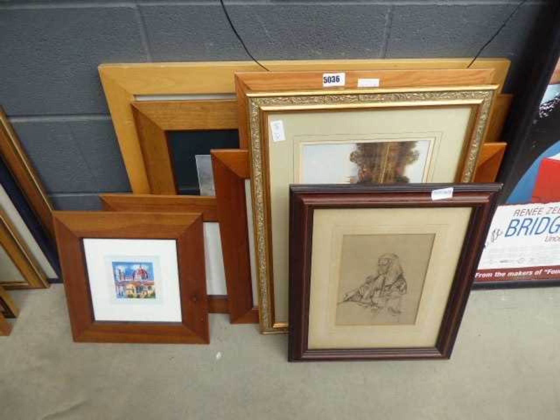 Quantity of urban prints, botanical studies, picture frame and rural prints