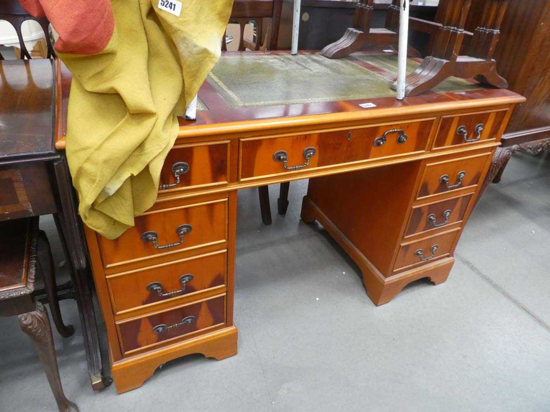 Reproduction yew twin pedestal desk