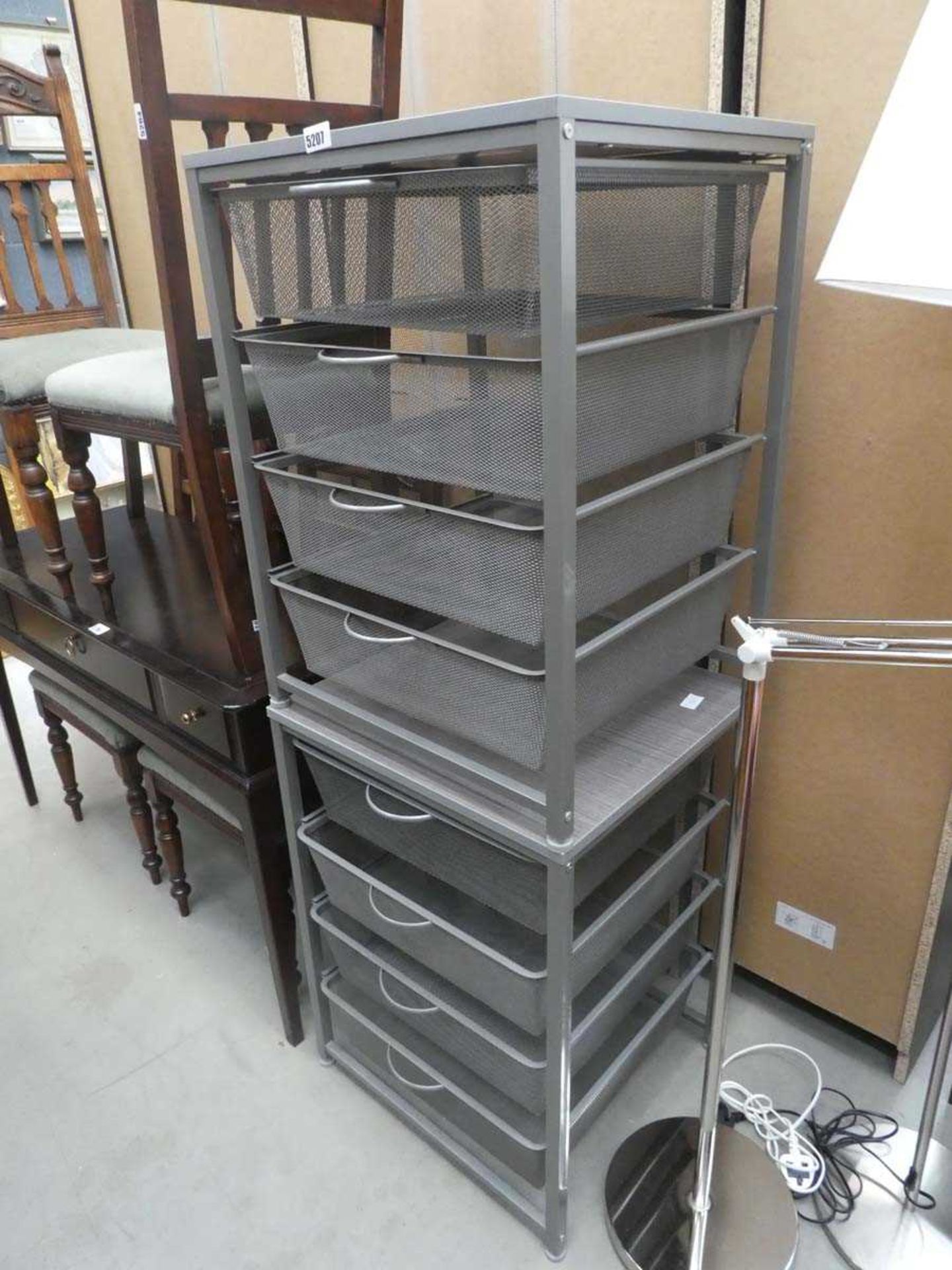 Pair of IKEA storage units with mesh work drawers