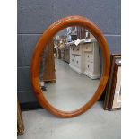 Pine framed oval mirror