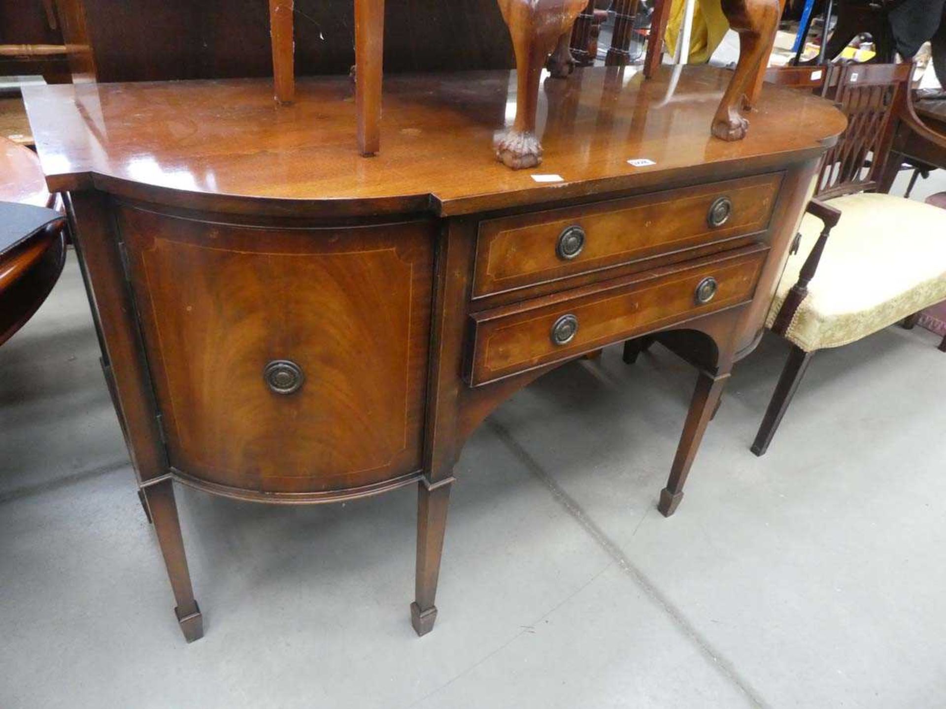 Reproduction mahogany sideboard with 2 central drawers