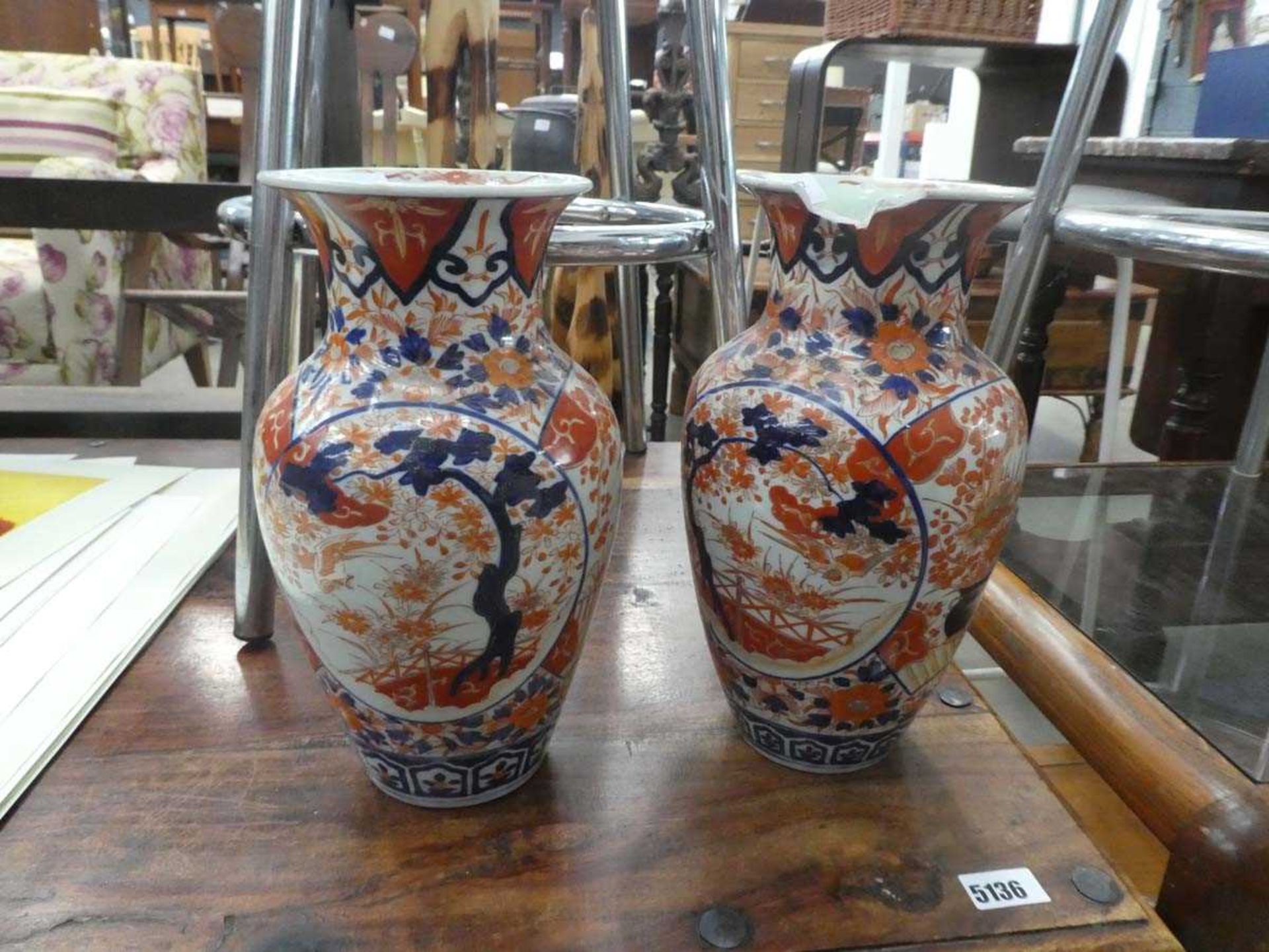 Pair of Japanese Imari vases a/f