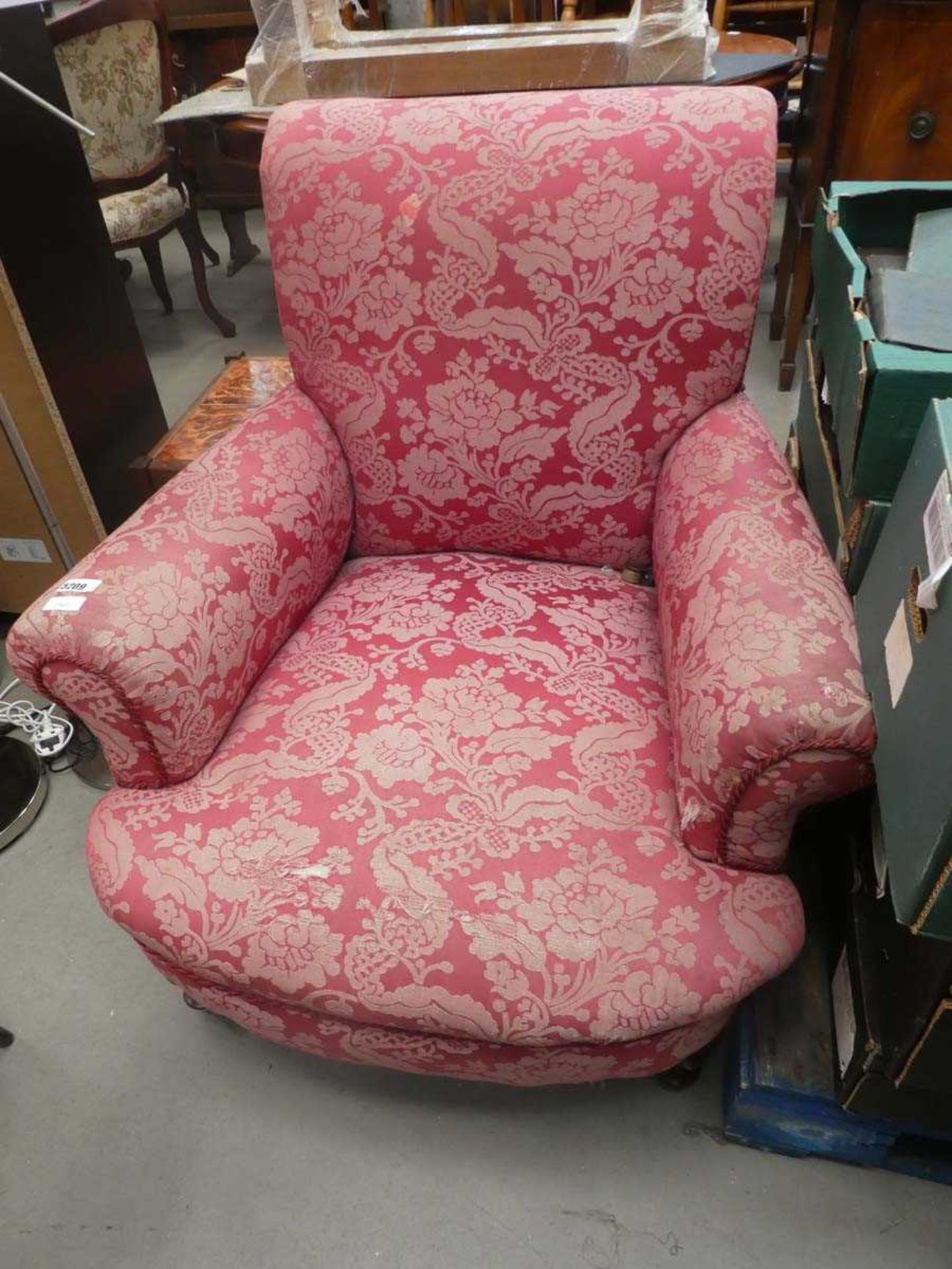 Pink floral armchair