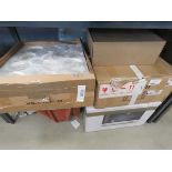+VAT 4 boxes containing light fittings and a quartz clock, as found