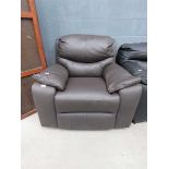 Brown leather effect armchair