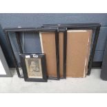 Three ebonised picture frames plus an engraving of a judge